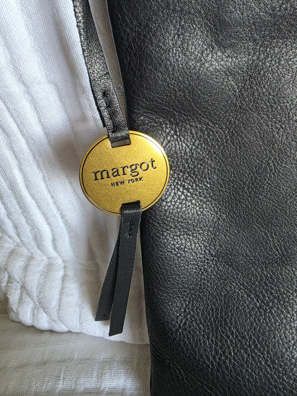 margot Black Leather Slim Messenger Crossbody Bag